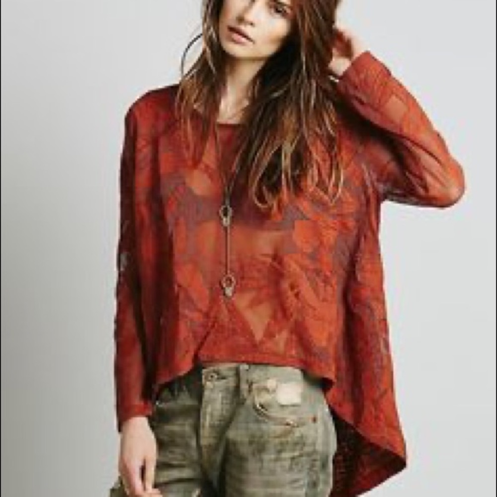 Free People Floral Embroided Top